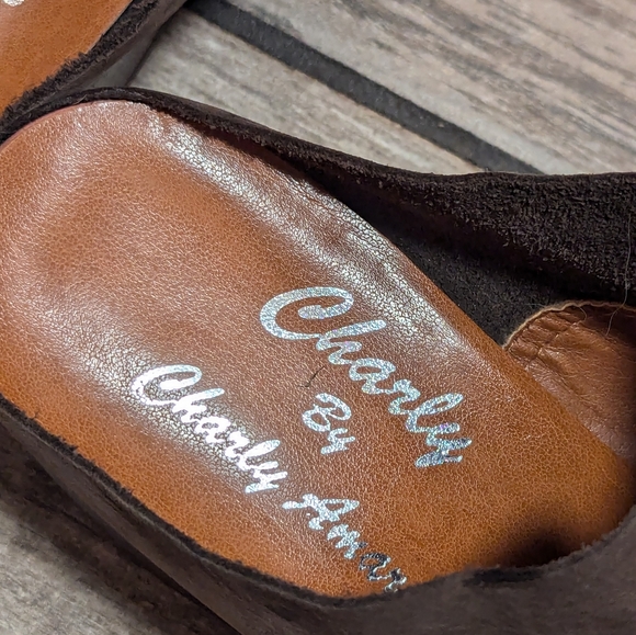 Charlie By Charlie Amar Women's Brown Suede Block Heel Pointed Toe Mules - Picture 3 of 5